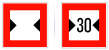 C.3 Šířka plavebního profilu nebo šířka plavební dráhy je omezena (pokud je uvedeno číslo, stanoví šířku plavebního profilu nebo plavební dráhy v metrech)